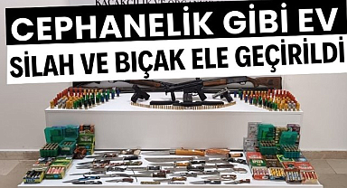 Samsun'da cephanelik gibi ev! Çok sayıda silah ve bıçak ele geçirildi