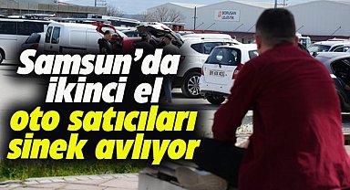 Samsun'da ikinci el oto pazarında esnaf sinek avlıyor