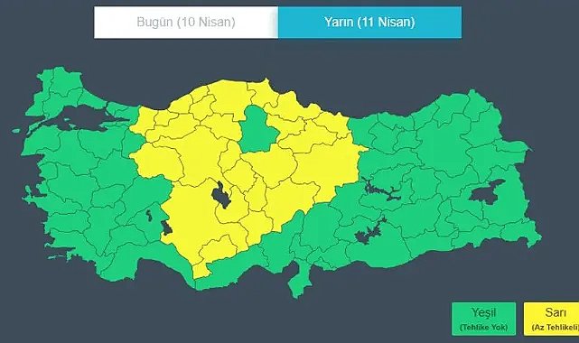 11 Nisan Perşembe günü 25 ile ‘sarı kodlu’ uyarı! İşte o iller
