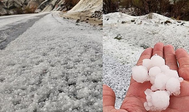 Elazığ'da ceviz büyüklüğünde dolu yağdı! Etraf kısa sürede beyaza büründü