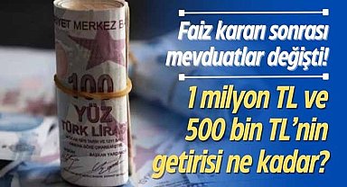 Faiz kararı sonrası mevduatlar değişti! 1 milyon TL ve 500 bin TL’nin getirisi ne kadar?