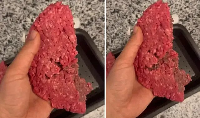 Marketten kıyma alırken dikkat! Aldığı kıymayı ikiye bölen adam şoke oldu