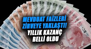 Mevduat faizleri zirveye yaklaştı! Yıllık kazanç belli oldu