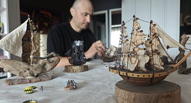 Samsun'da doğal malzemeleri sanat eserlerine dönüştürüyor