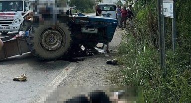 Feci kazada motosiklet traktöre saplandı! 3 kişi can verdi