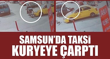 Samsun'da taksi kuryeye çarptı