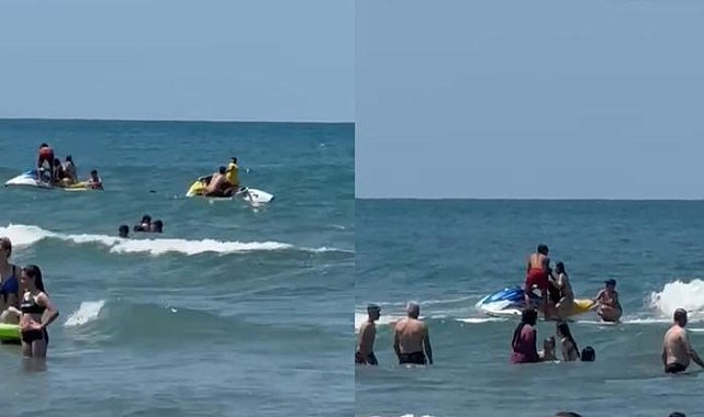 Denizde boğulma tehlikesi geçiren 4 kişiyi cankurtaranlar kurtardı