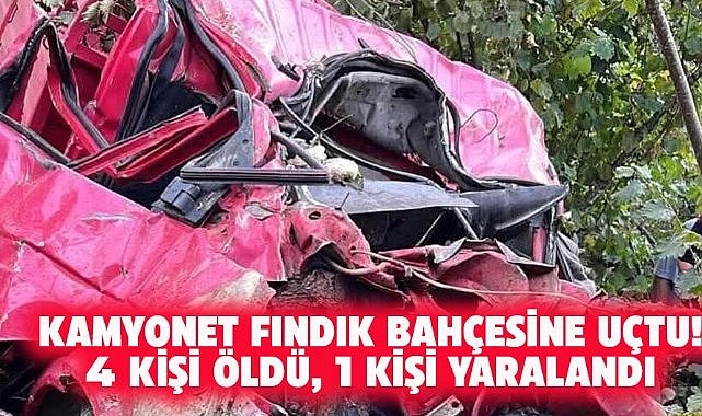 Feci kaza! Kamyonet fındık bahçesine yuvarlandı! 4 ölü, 1 yaralı