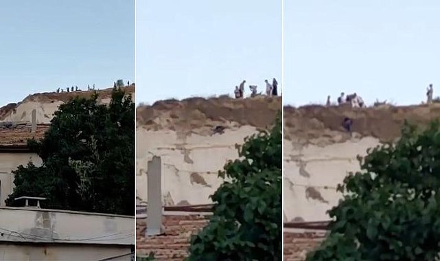 Panik anları! Bir turist, fotoğraf çekerken vadiye düştü