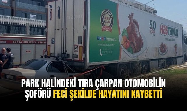 Park halindeki tıra çarpan otomobilin şoförü feci şekilde hayatını kaybetti