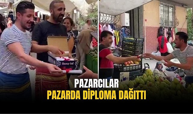 Pazarcılar pazarda diploma dağıttı