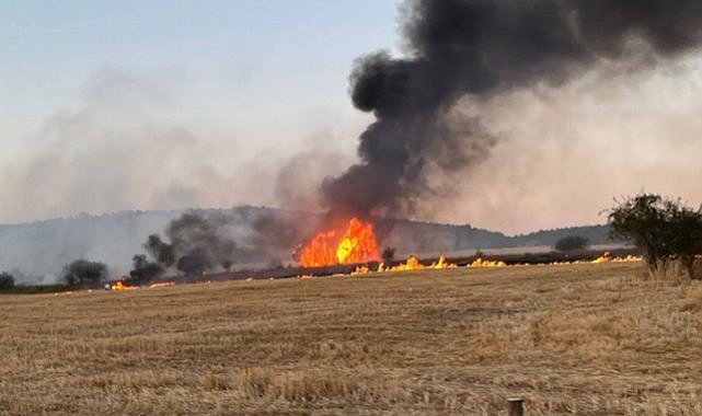Saman yüklü kamyon alev aldı
