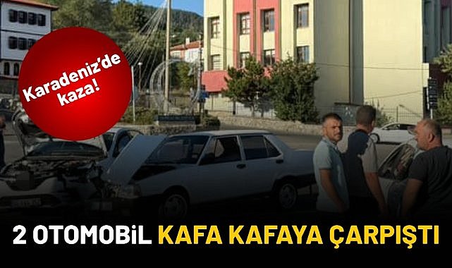 2 otomobil kafa kafaya çarpıştı