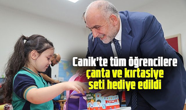 Canik'te tüm öğrencilere çanta ve kırtasiye seti hediye edildi
