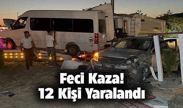 Feci kaza! Minibüs ile otomobil çarpıştı! 12 yaralı