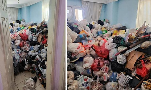Gördüklerine inanamadılar! Apartman dairesinden iki kamyon çöp çıktı