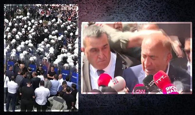 Gürsel Tekin polis eşliğinde binanın önüne geldi: Biz kayyum değiliz