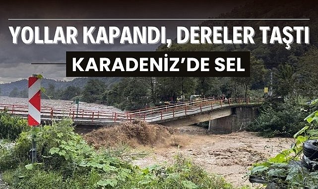 Karadeniz bölgesinde sel! Yollar kapandı, dereler taştı, köprü çöktü