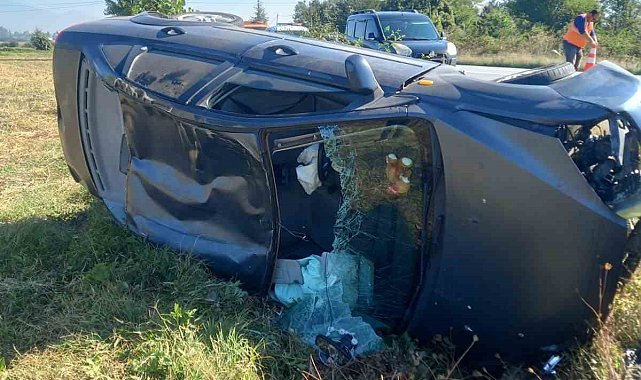 Otomobil takla attı: Sürücü yara almadan kurtuldu