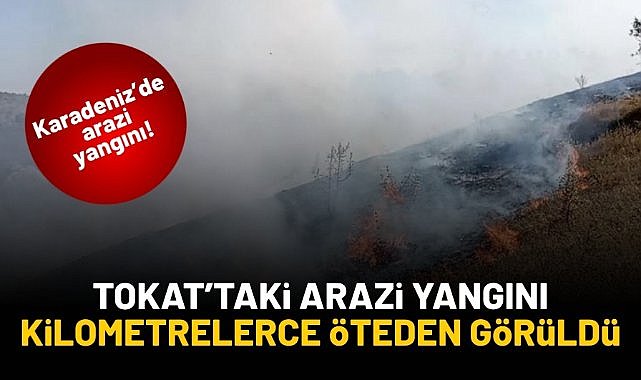 Tokat'taki arazi yangını kilometrelerce öteden görüldü