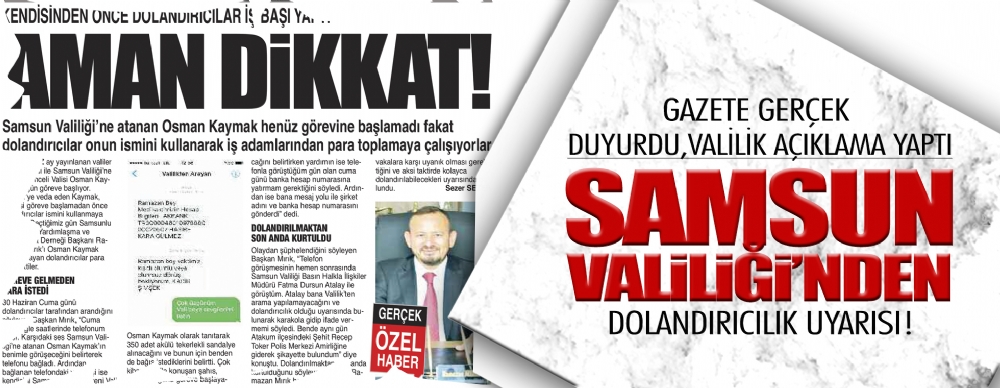 Samsun Valiliği’nden Dolandırıcılık Uyarısı!