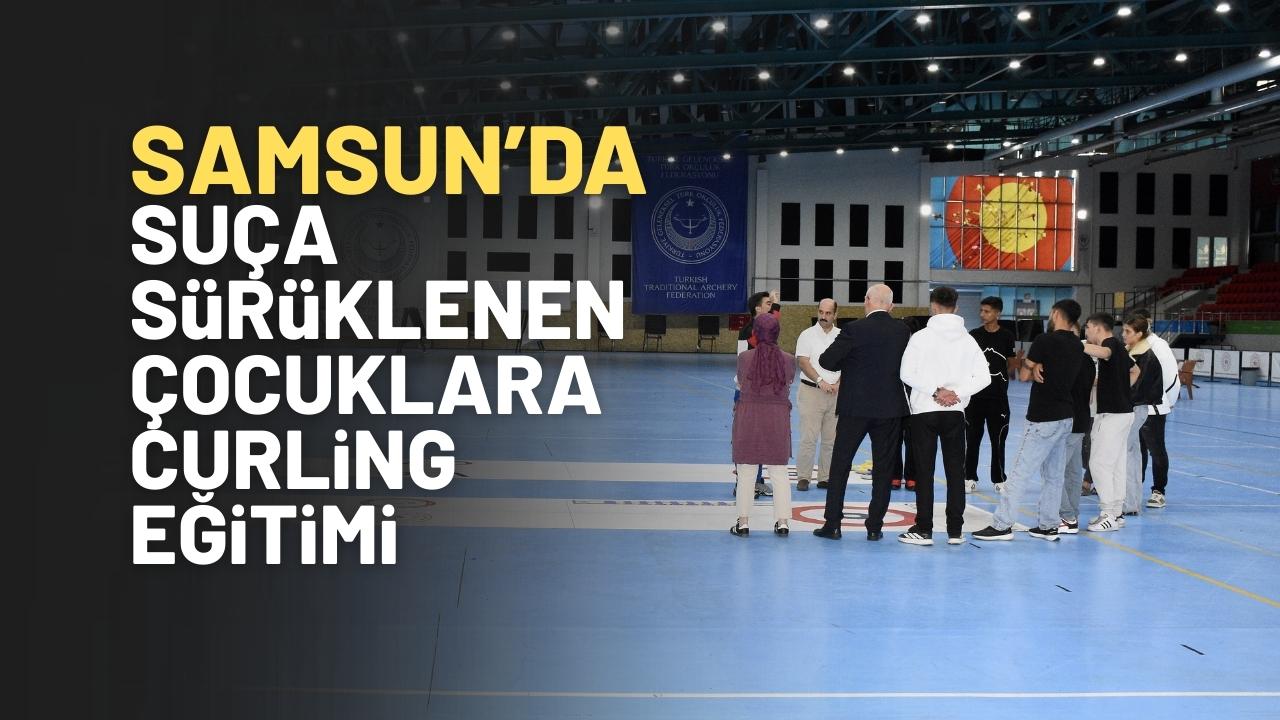Samsun'da suça sürüklenen çocuklara floor curling eğitimi veriliyor
