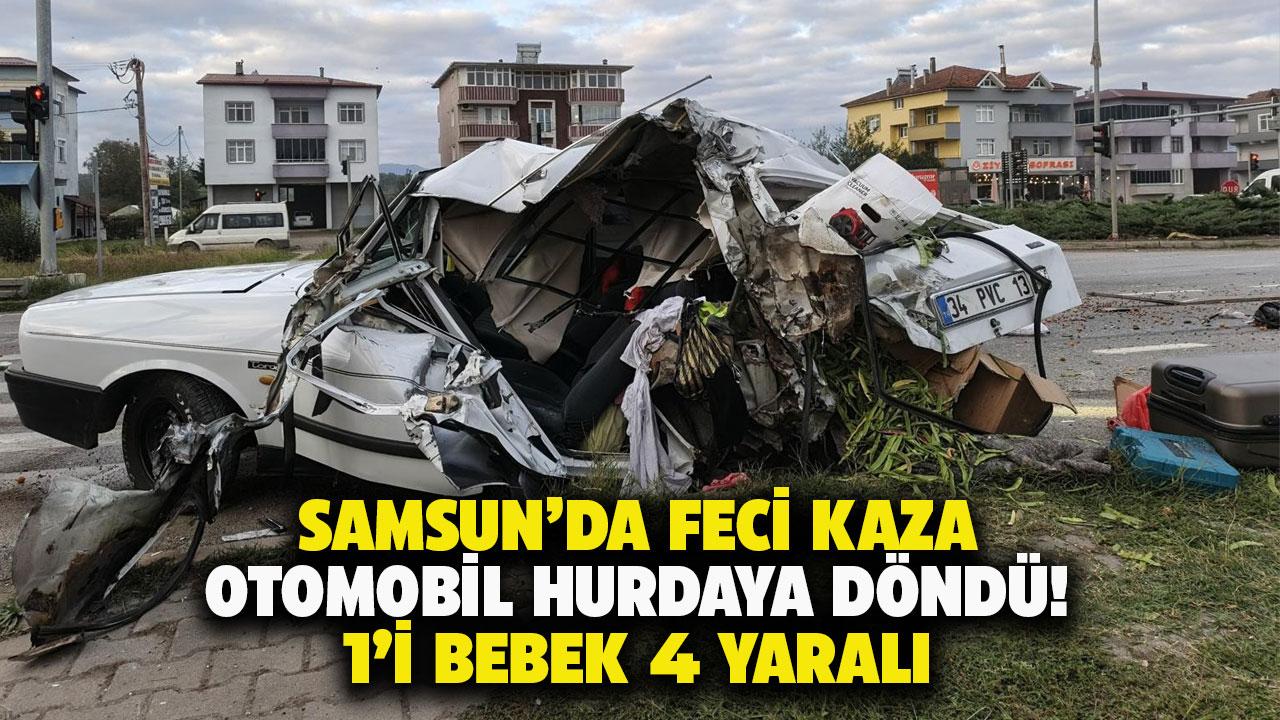 Samsun'da kamyonet ile otomobil çarpıştı! 1'i bebek 4 yaralı