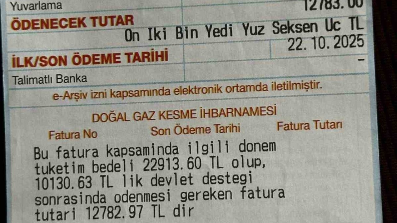 İki kişilik aileye 22 bin liralık doğal gaz şoku