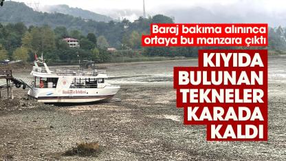 Samsun'un Ayvacık ilçesinde baraj bakıma alındı! Tekneler karada kaldı