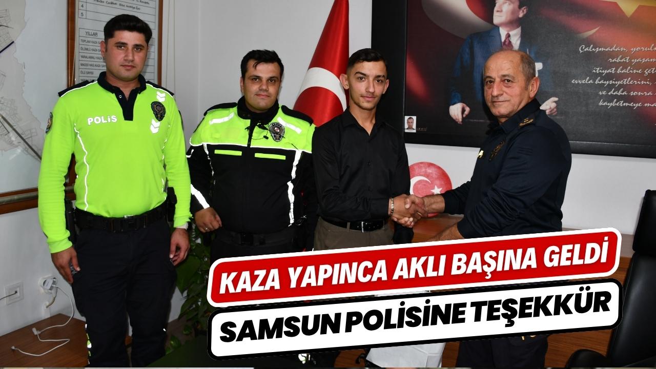 Cezadan sonra kask kullanmaya başlayan kurye, kaza geçirince polise teşekkür etti