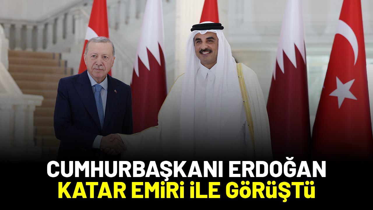 Cumhurbaşkanı Erdoğan Katar Emiri Şeyh Temim bin Hamed Al Sani ile görüştü