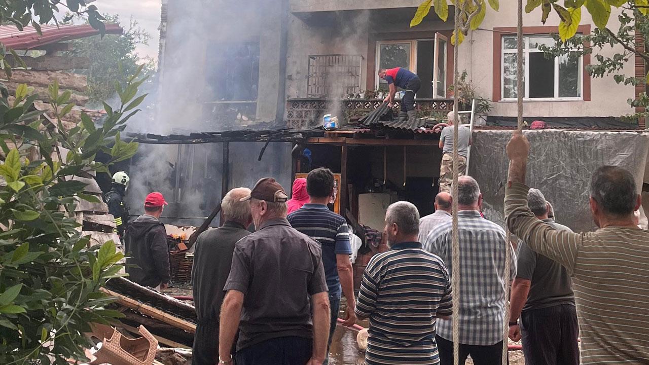 Ev yangında tüp patladı! Korku dolu anlar