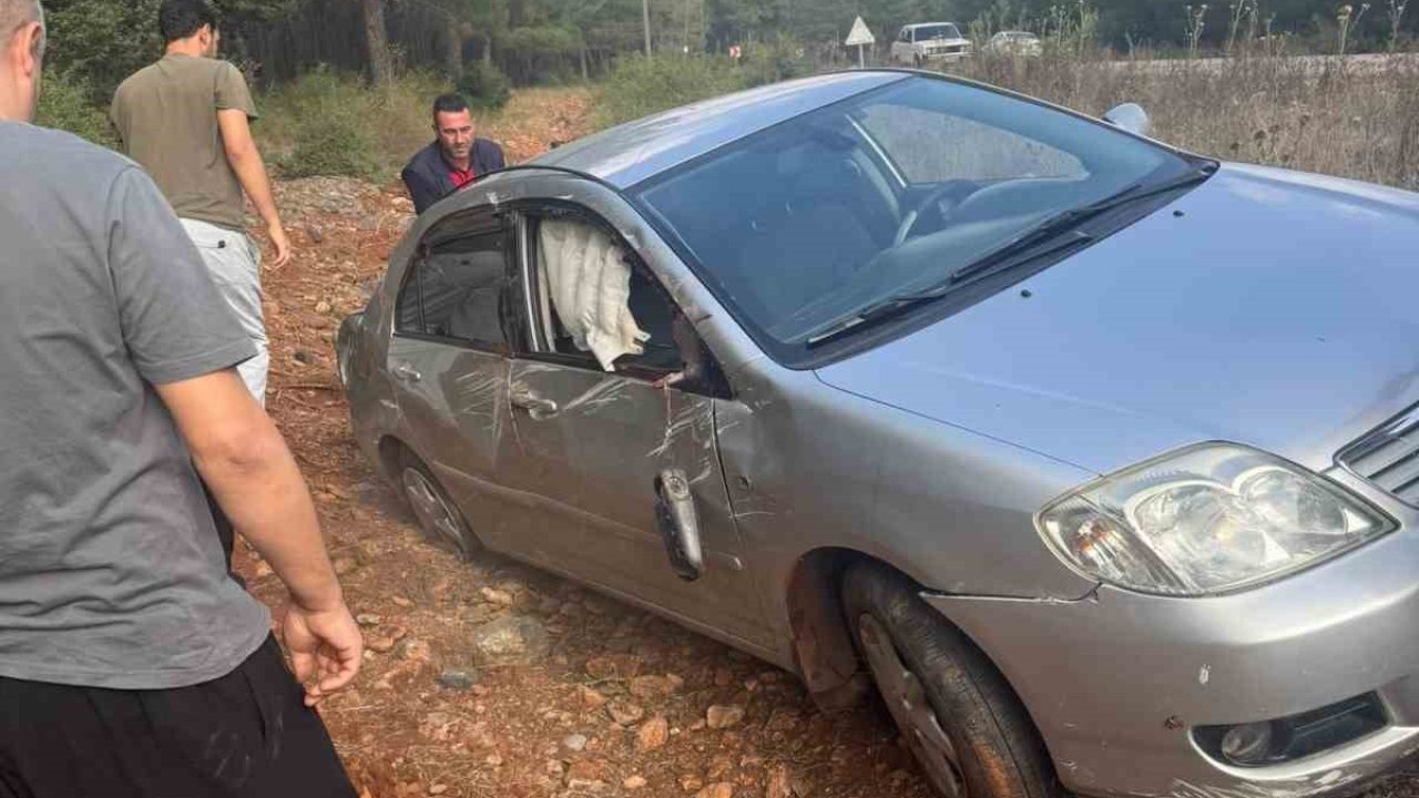 Kontrolden çıkan araç şarampole yuvarlandı