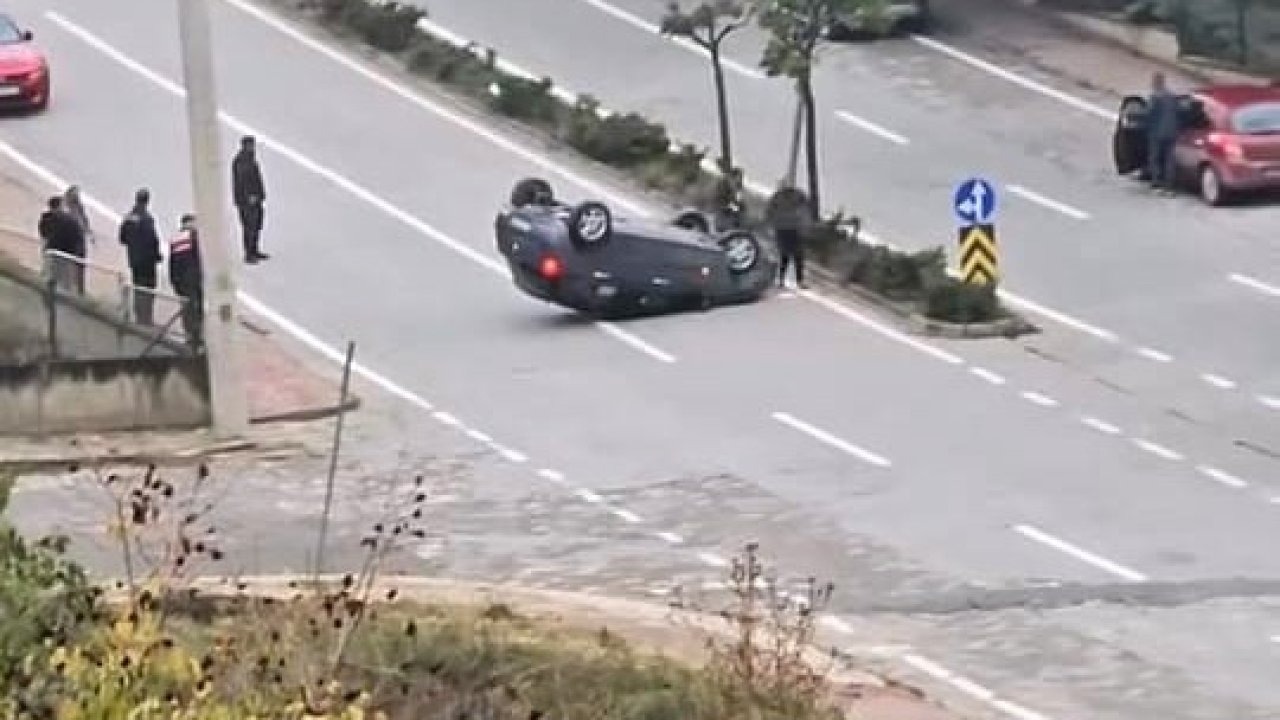 Kontrolden çıkan otomobil takla attı