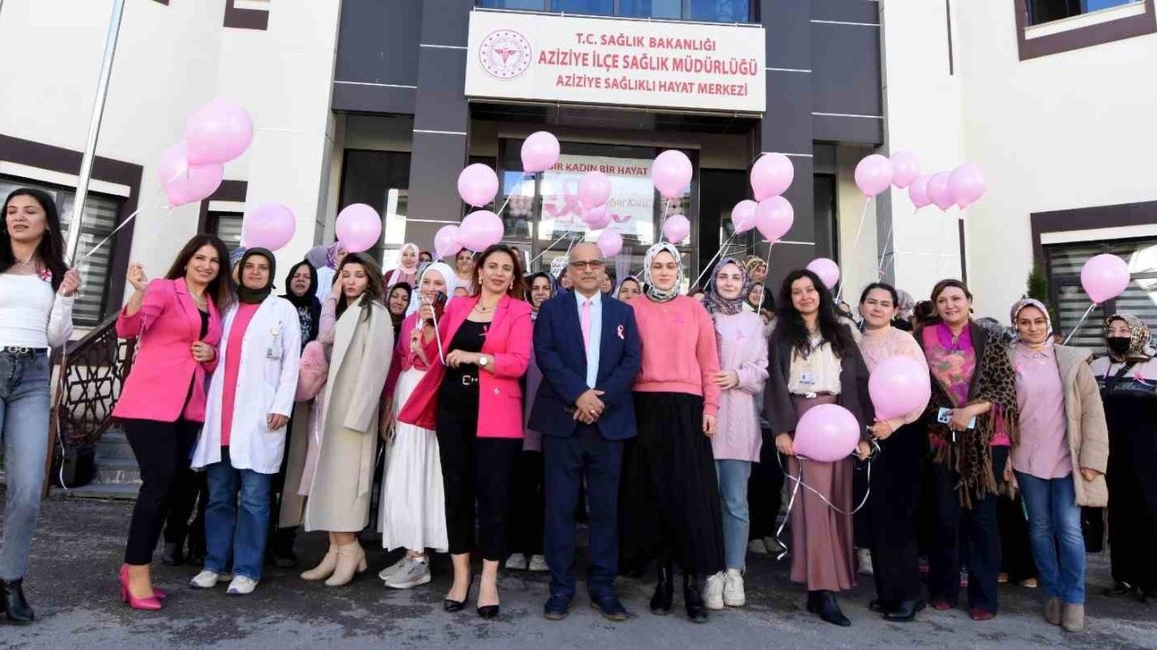 Pembe balonlar meme kanserine farkındalık için uçuruldu