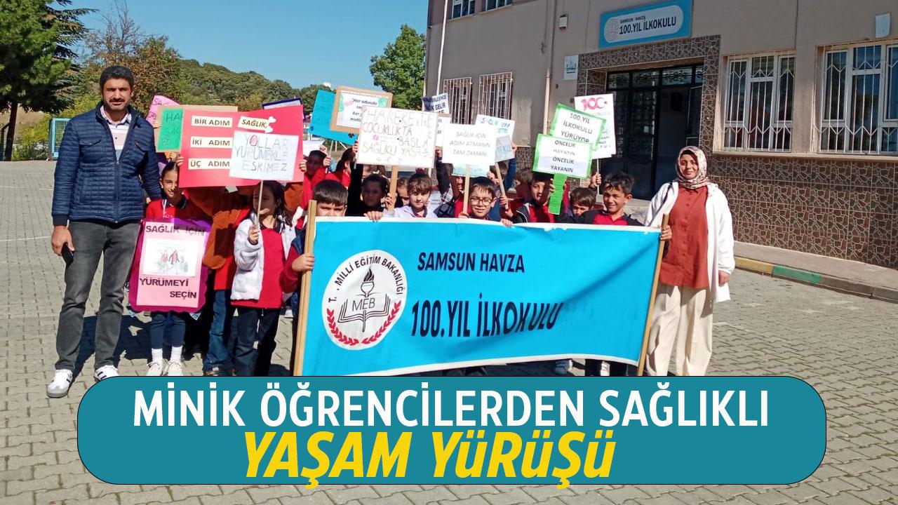 Samsun Havza'da öğrencilerden sağlıklı yaşam için yürüdü