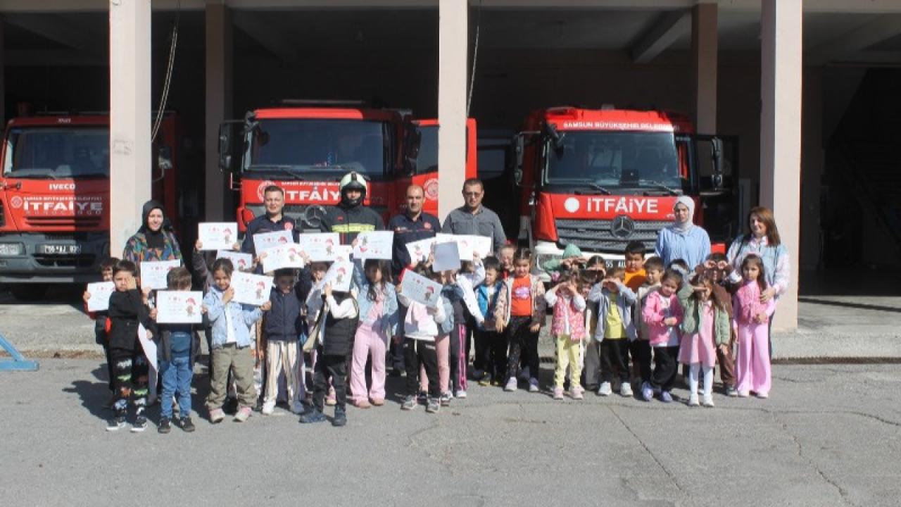 Samsun'da anaokulu öğrencilerden itfaiye ziyareti