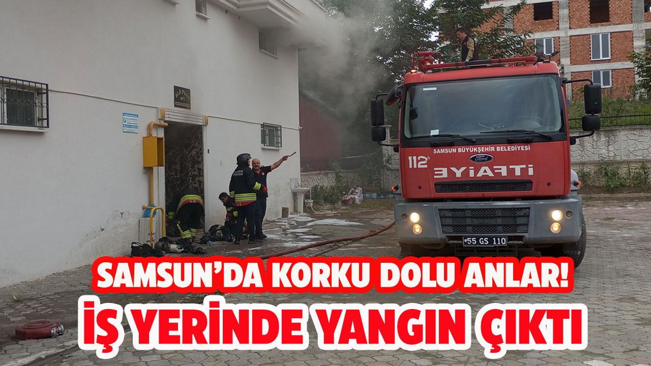 Samsun'da iş yerinin deposunda yangın