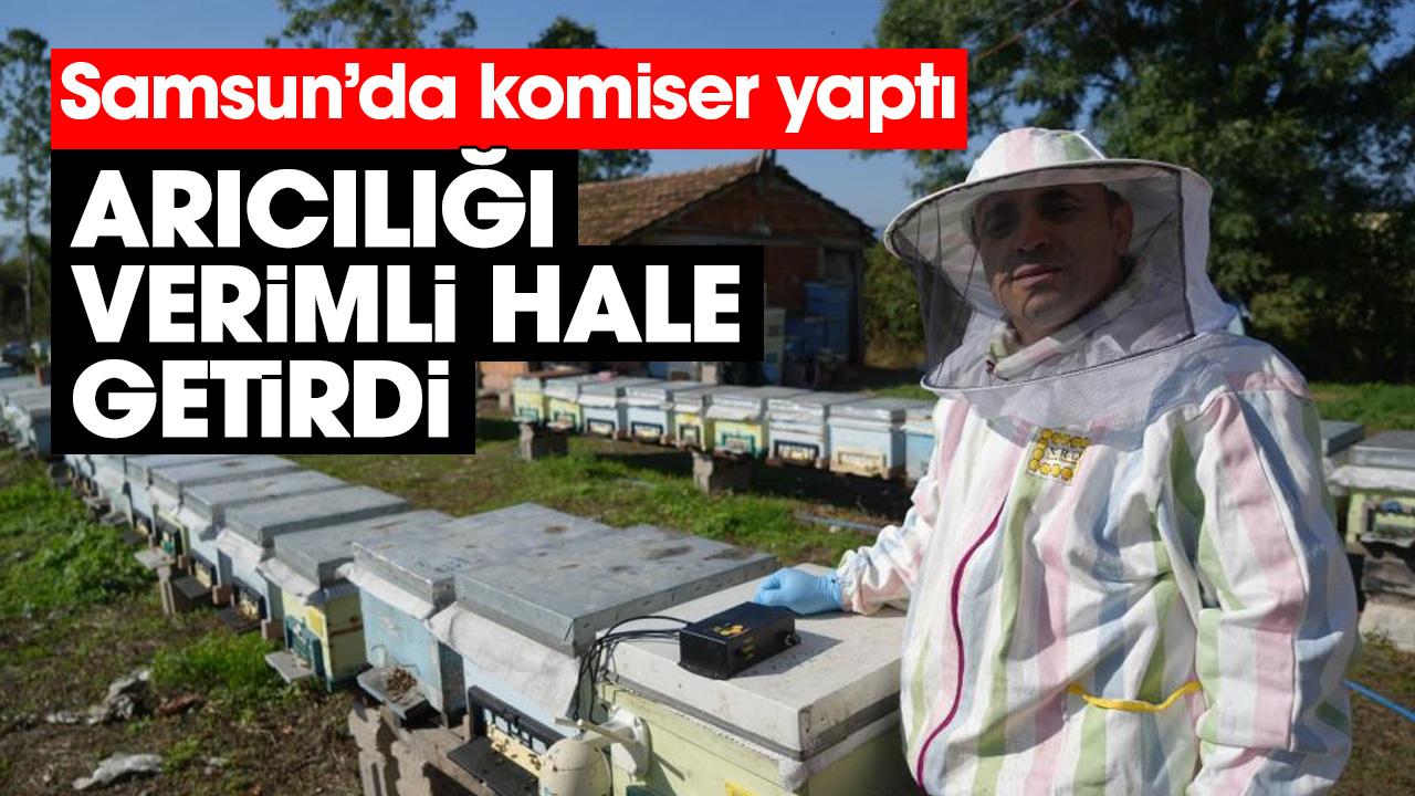 Samsun'da Komiser Savaş Koç, arıcılık için cihaz geliştirdi