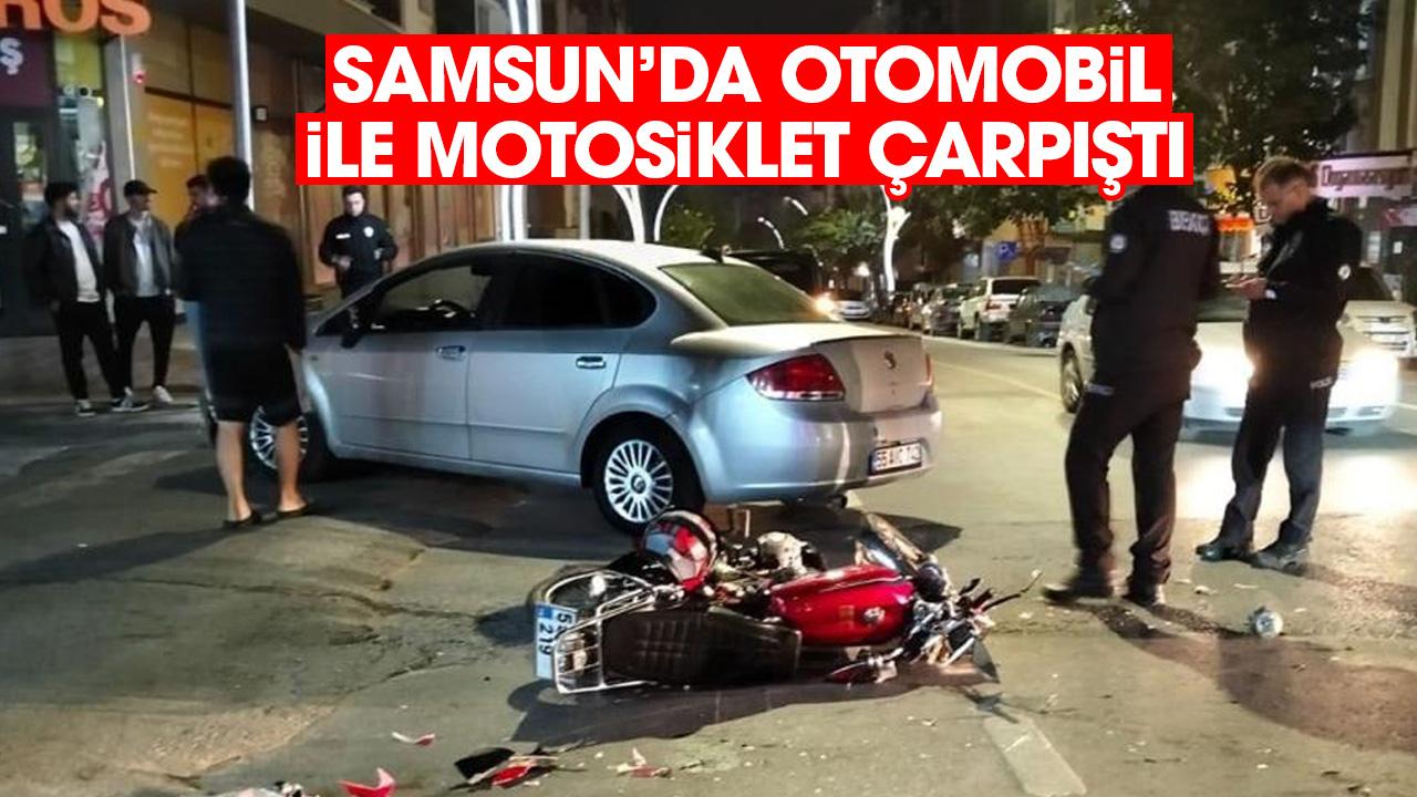 Samsun'da otomobil ile motosiklet çarpıştı