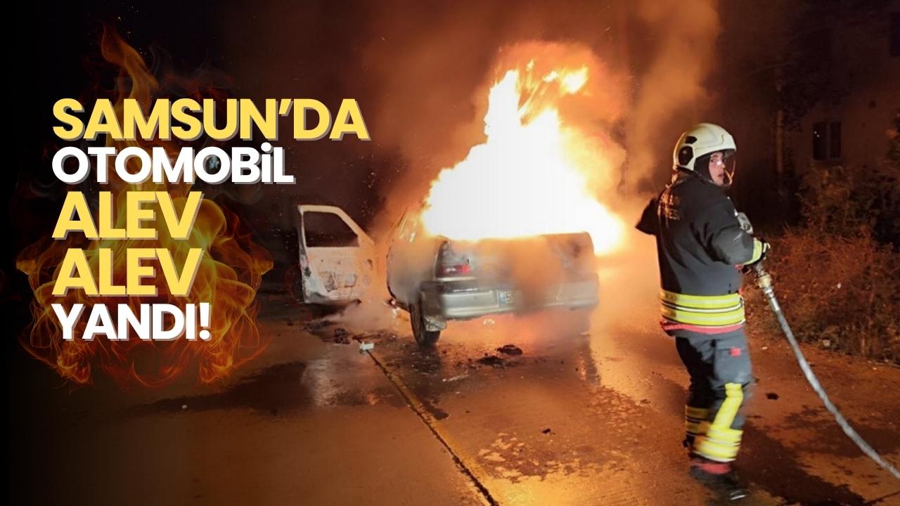 Samsun'da seyir halindeki otomobil alev aldı