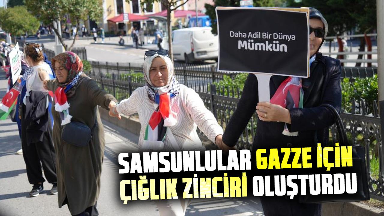 Samsunlular Gazze için çığlık zinciri oluşturdu
