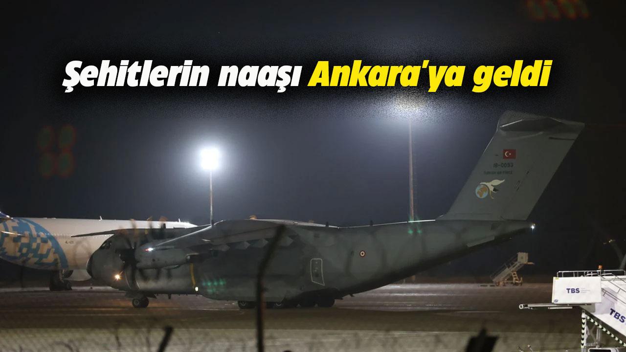 Gürcistan'da düşen askeri kargo uçağında şehit olan askerlerin naaşları Ankara'ya geldi