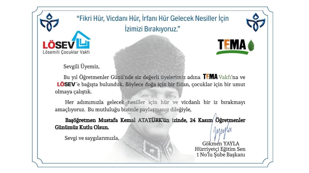 Hürriyetçi Eğitim-Sen Samsun Şubesi'nden anlamlı hareket