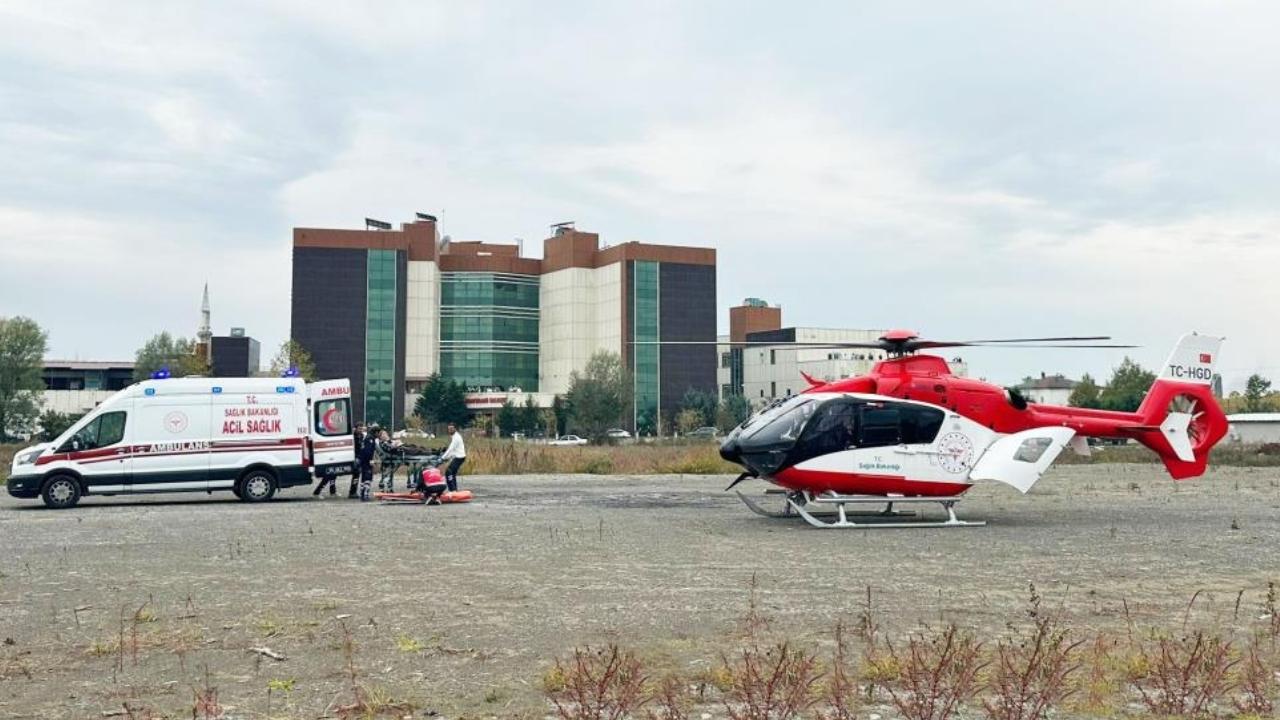 Samsun'da ambulans helikopter hastaya umut oldu