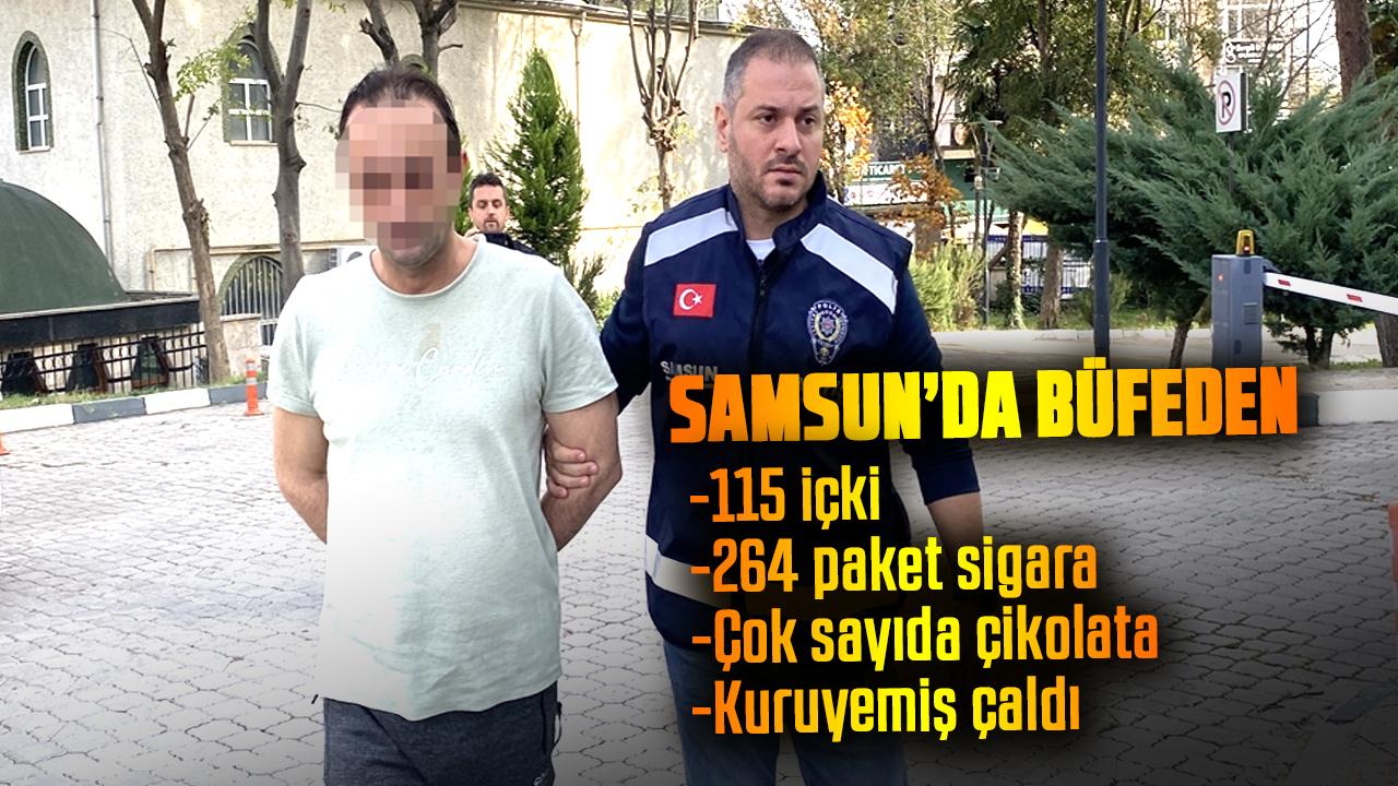 Samsun’da büfeden 500 bin lira değerinde ürün çaldı