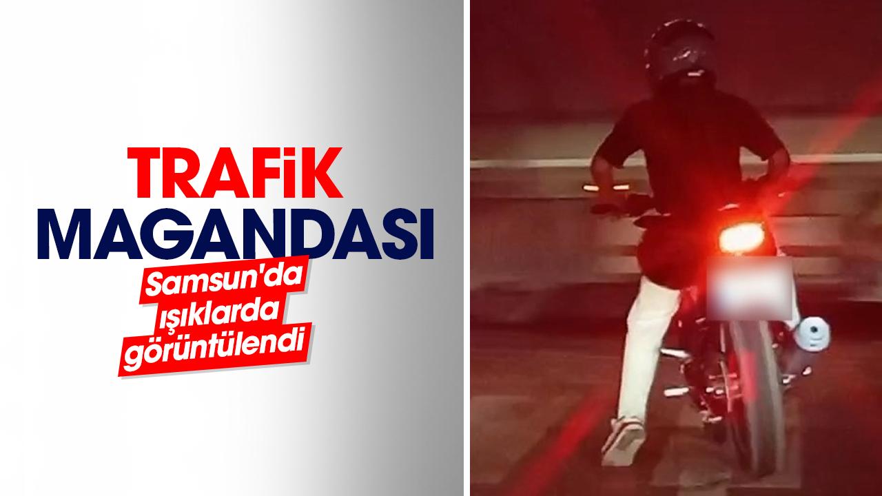 Samsun'da trafik magandası lastik yaktı