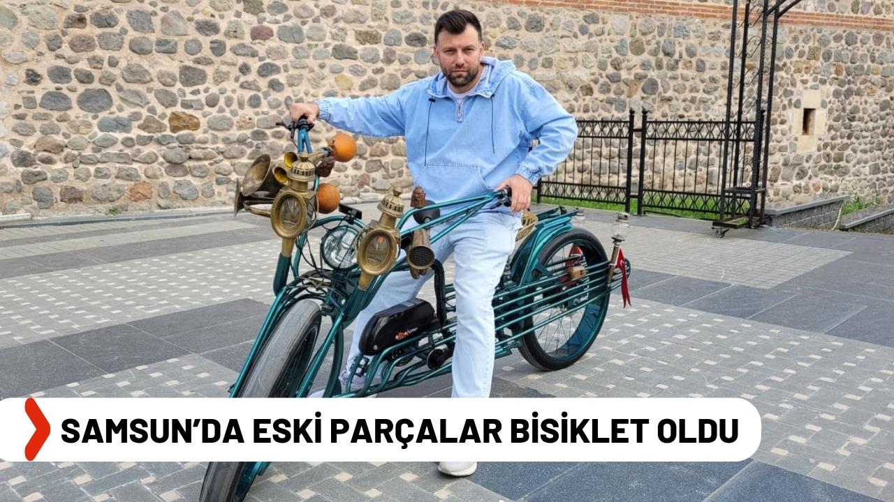 Samsunlu esnaf eski parçaları kullanarak elektrikli bisiklet yaptı