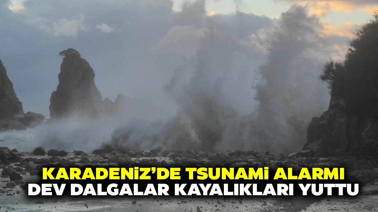 Karadeniz'de tsunami alarmı! Dev dalgalar kayalıkları yuttu