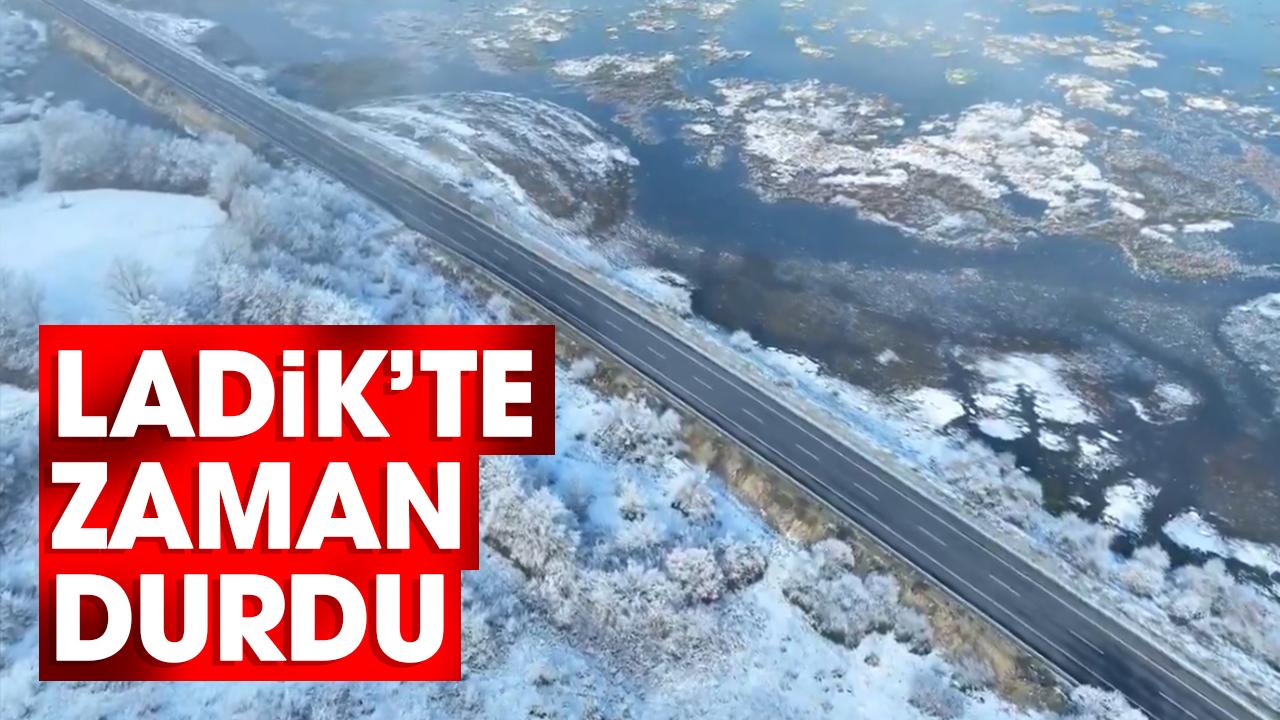 Ladik’te zaman durdu: Kar altındaki göl büyüledi